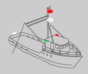 Fishing making way all lights illuminated