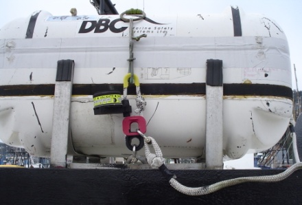 Picture of Hydrostatic Release on a survival craft