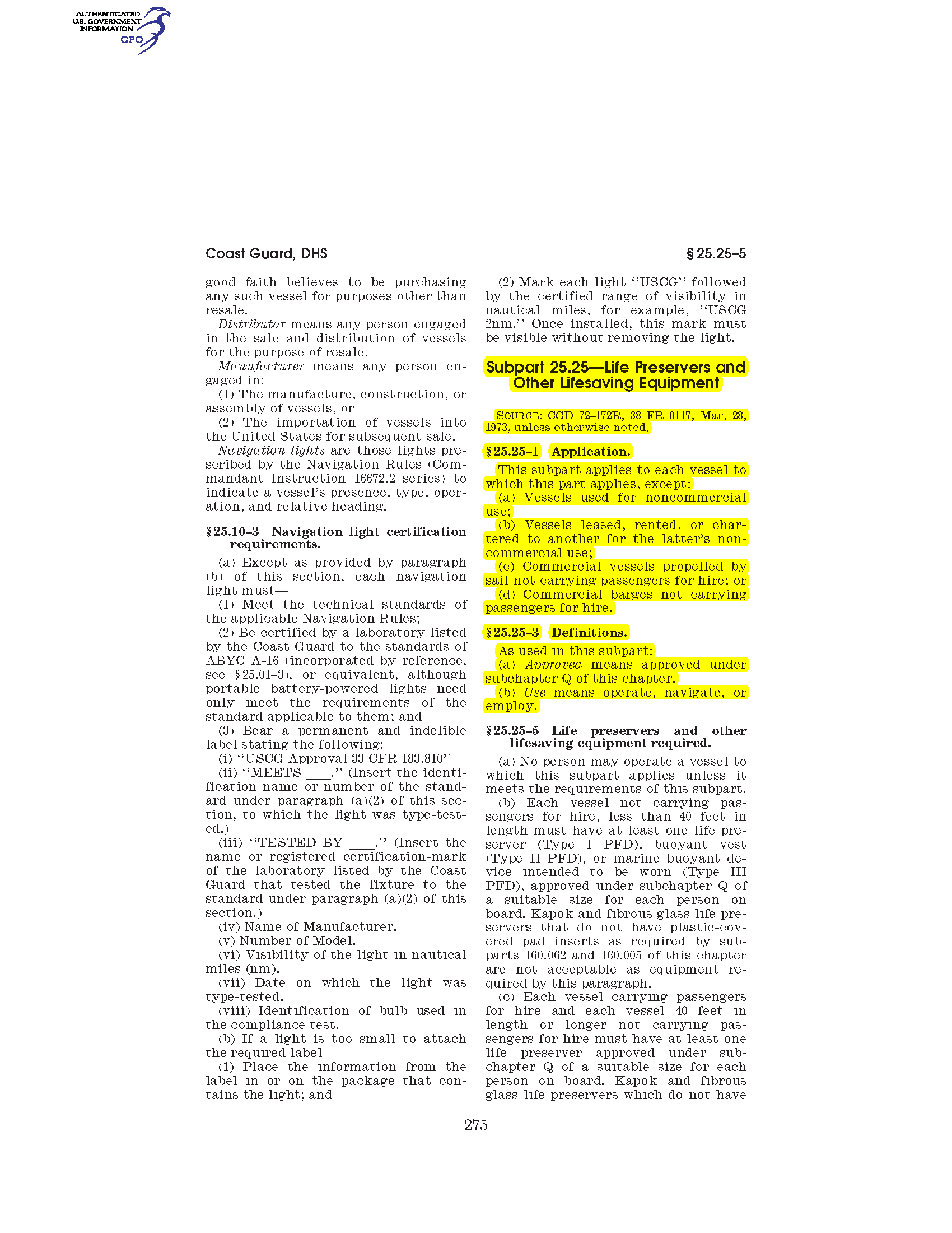 Image of applicable regulation