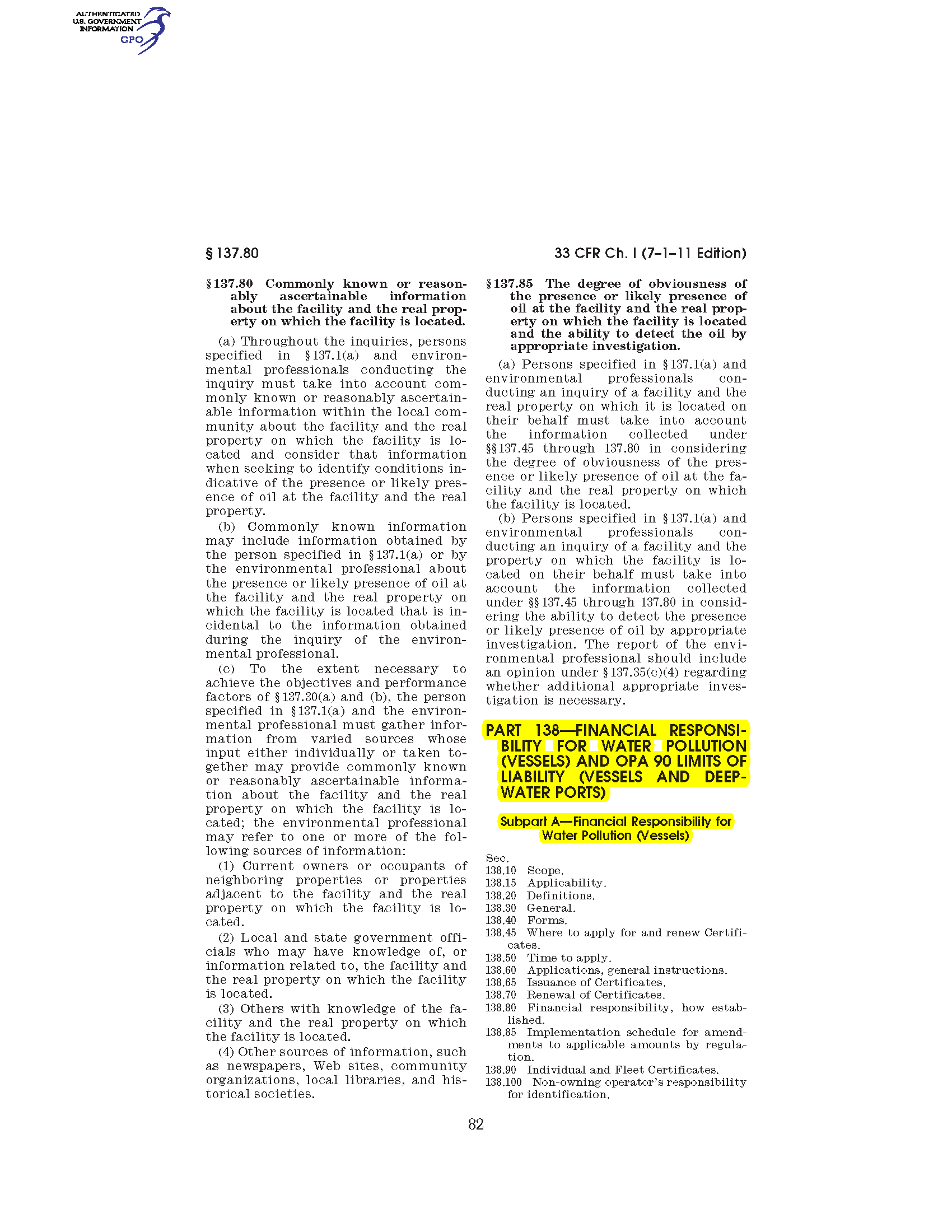 Image of applicable regulation