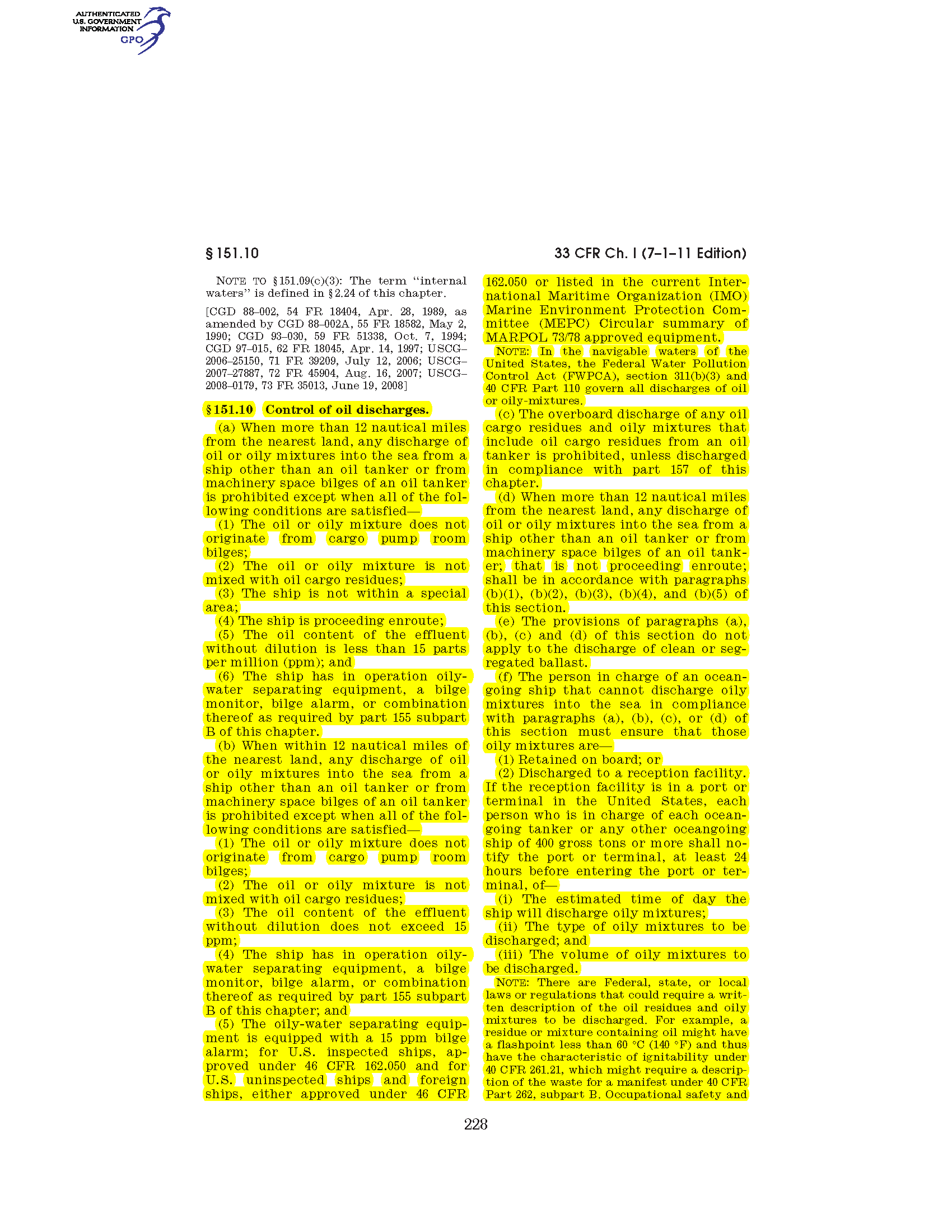 Image of applicable regulation