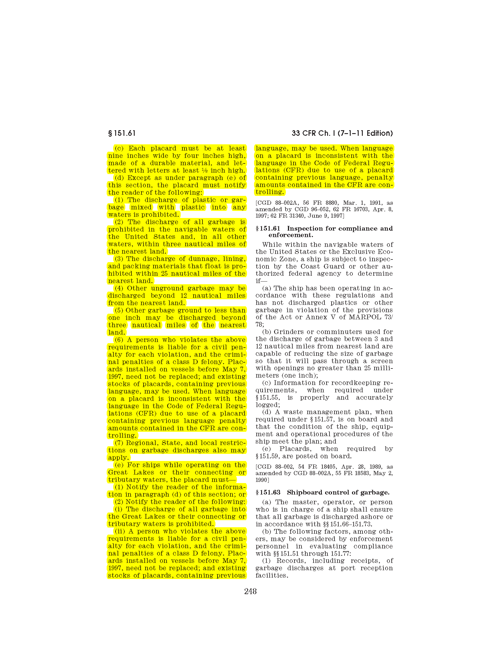Image of applicable regulation