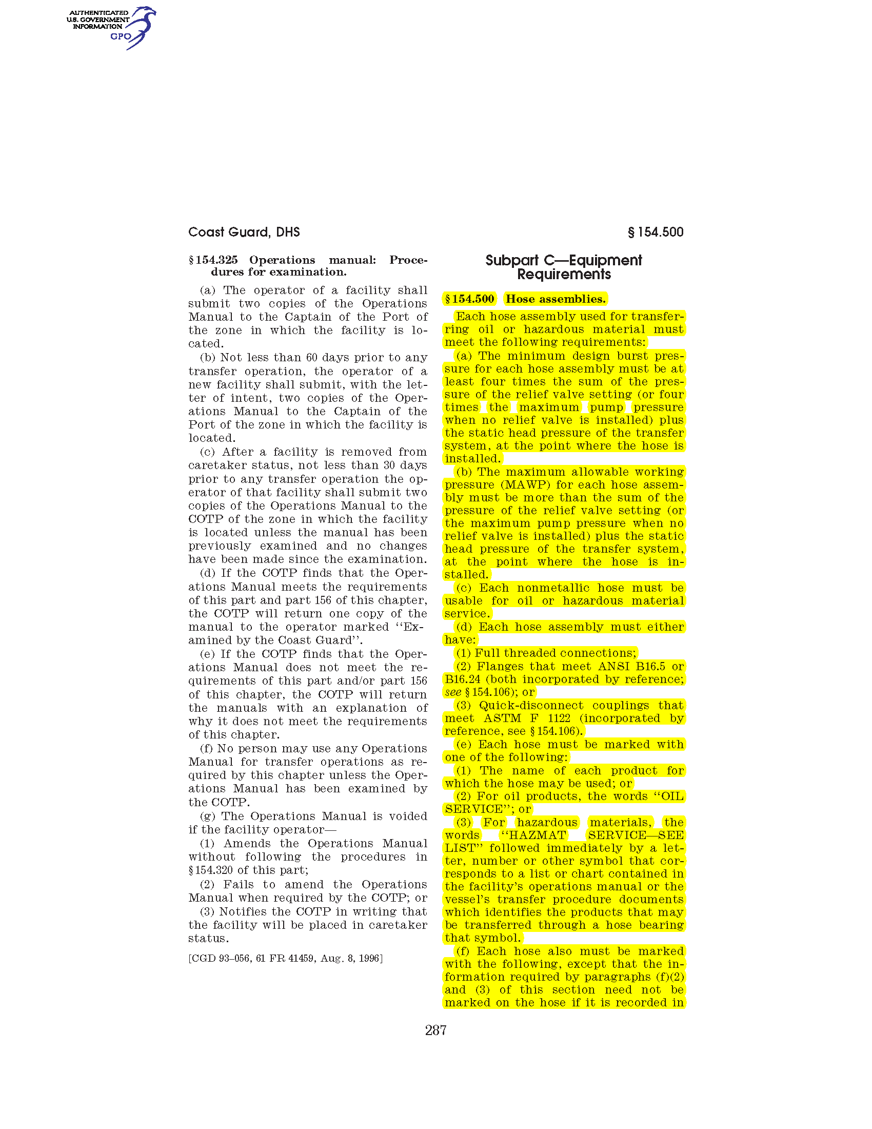 Image of applicable regulation