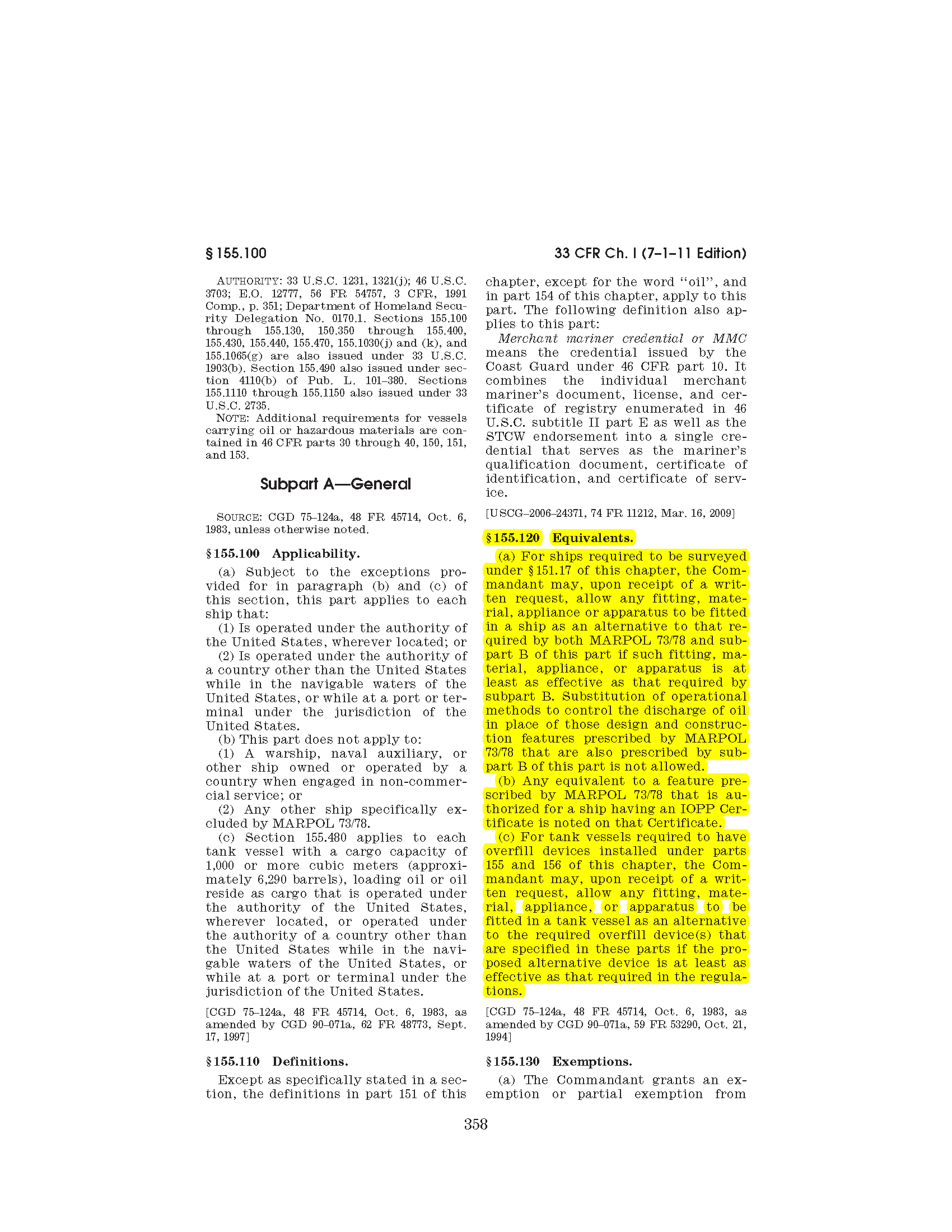 Image of applicable regulation