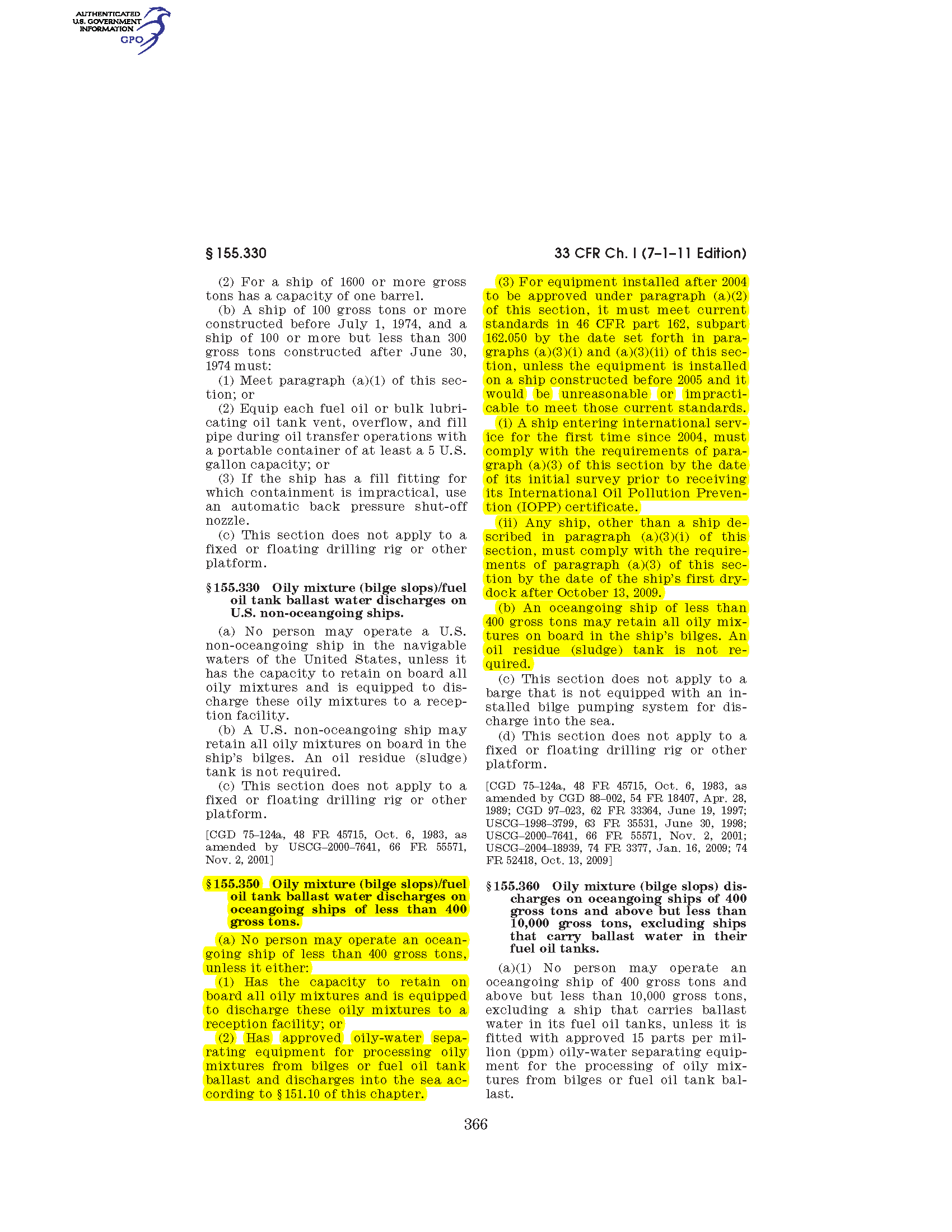 Image of applicable regulation