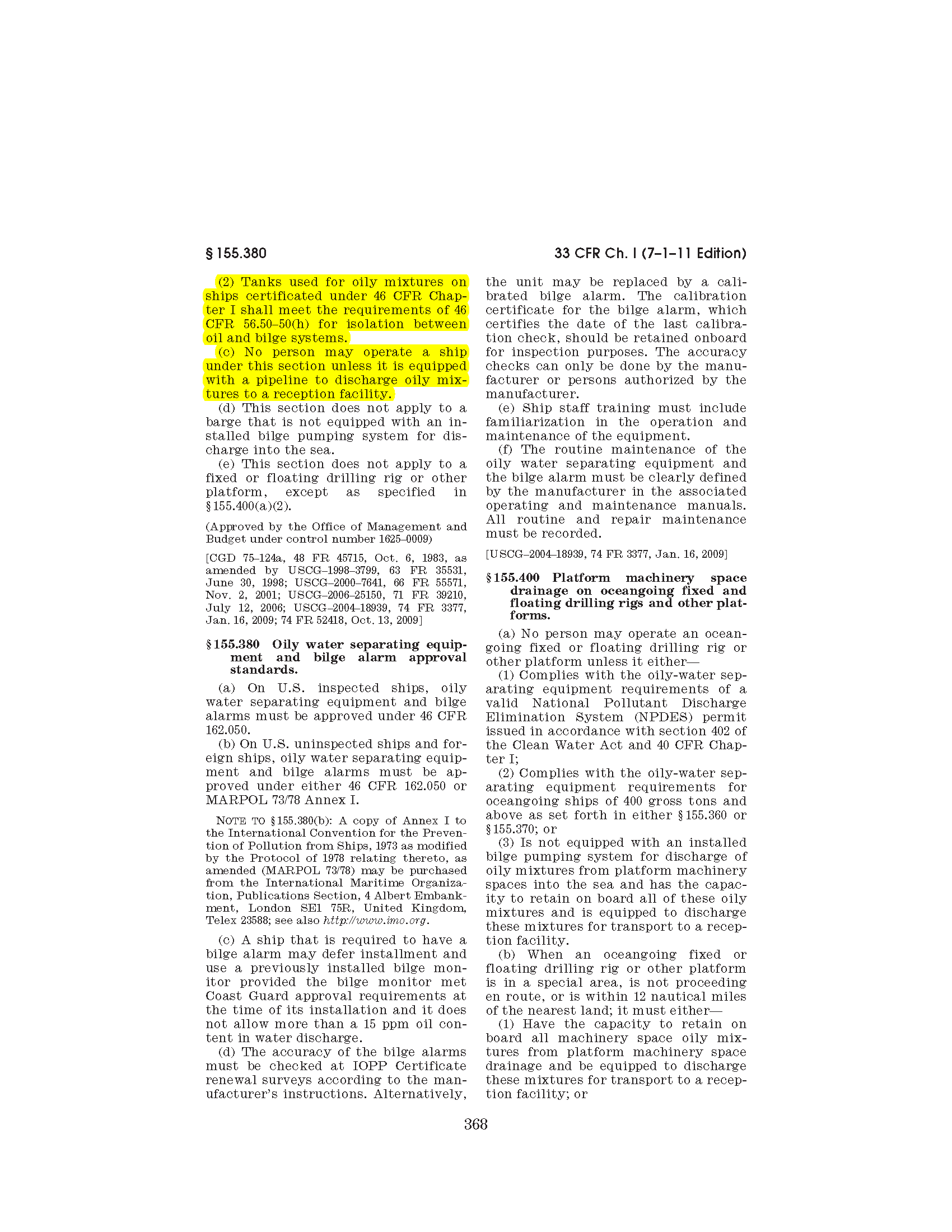 Image of applicable regulation