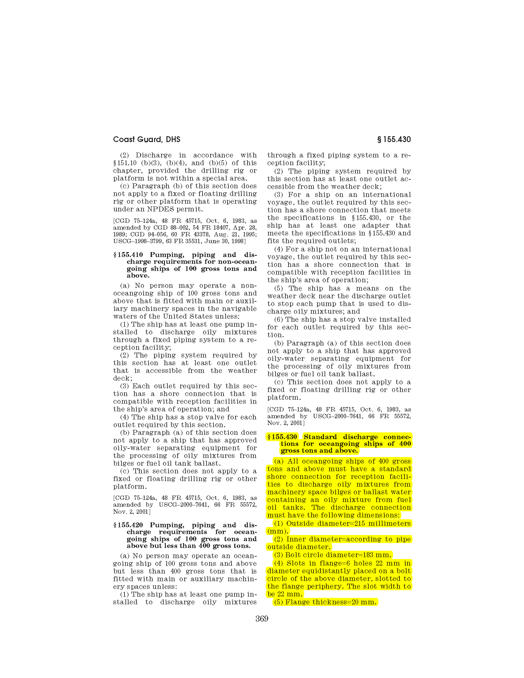 Image of applicable regulation