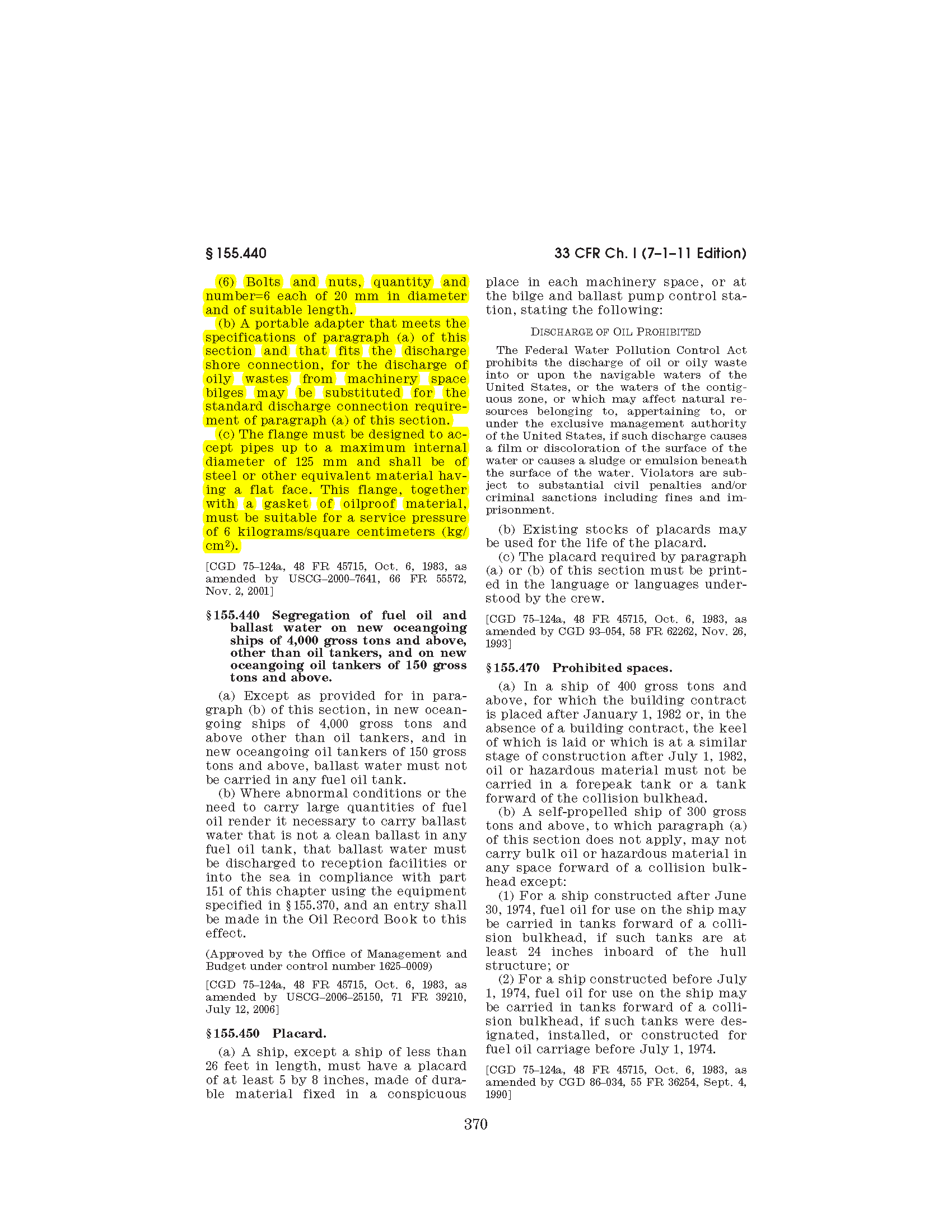 Image of applicable regulation