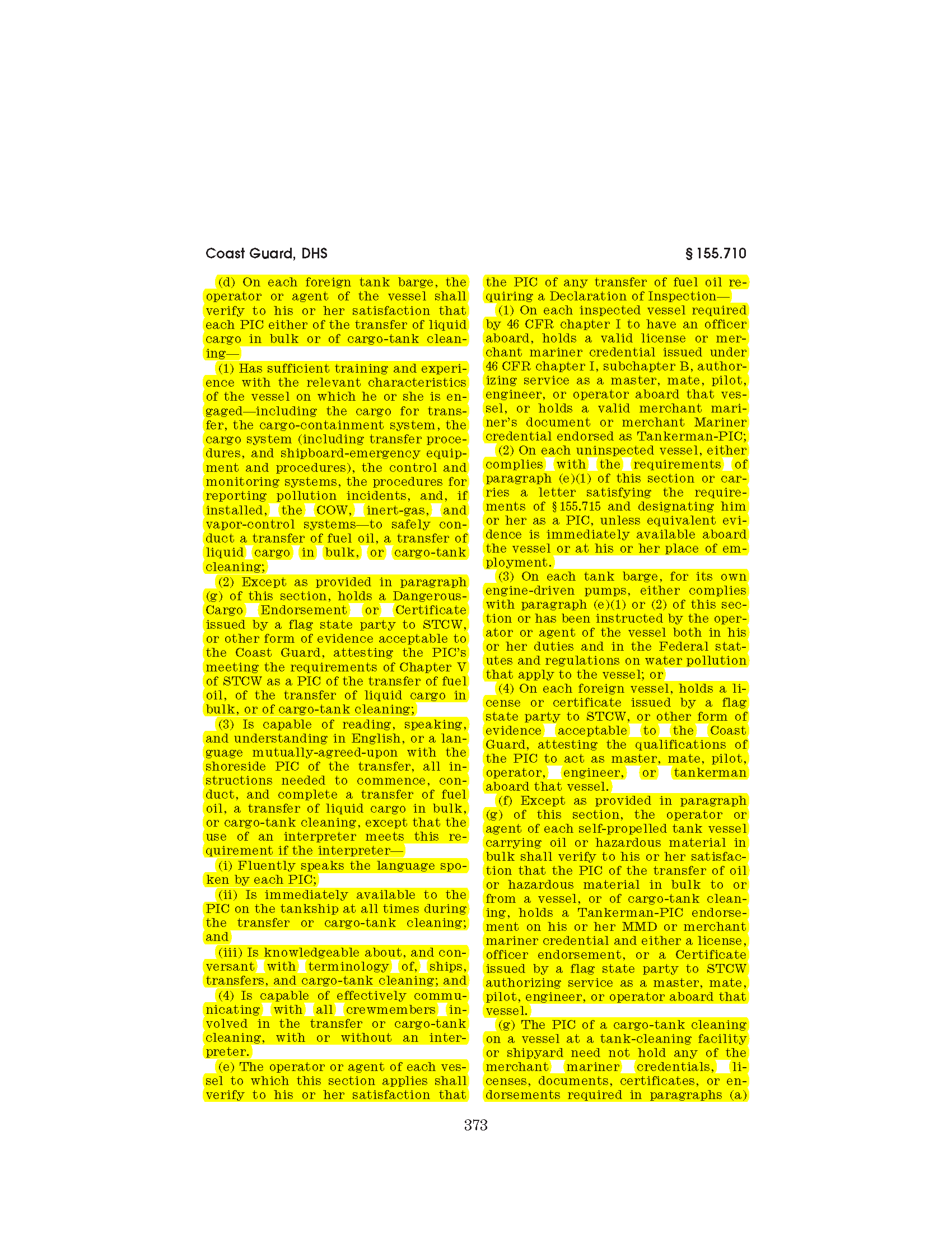 Image of applicable regulation