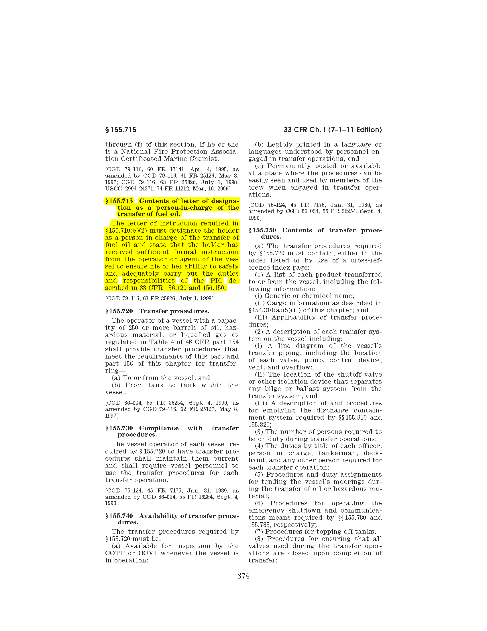 Image of applicable regulation