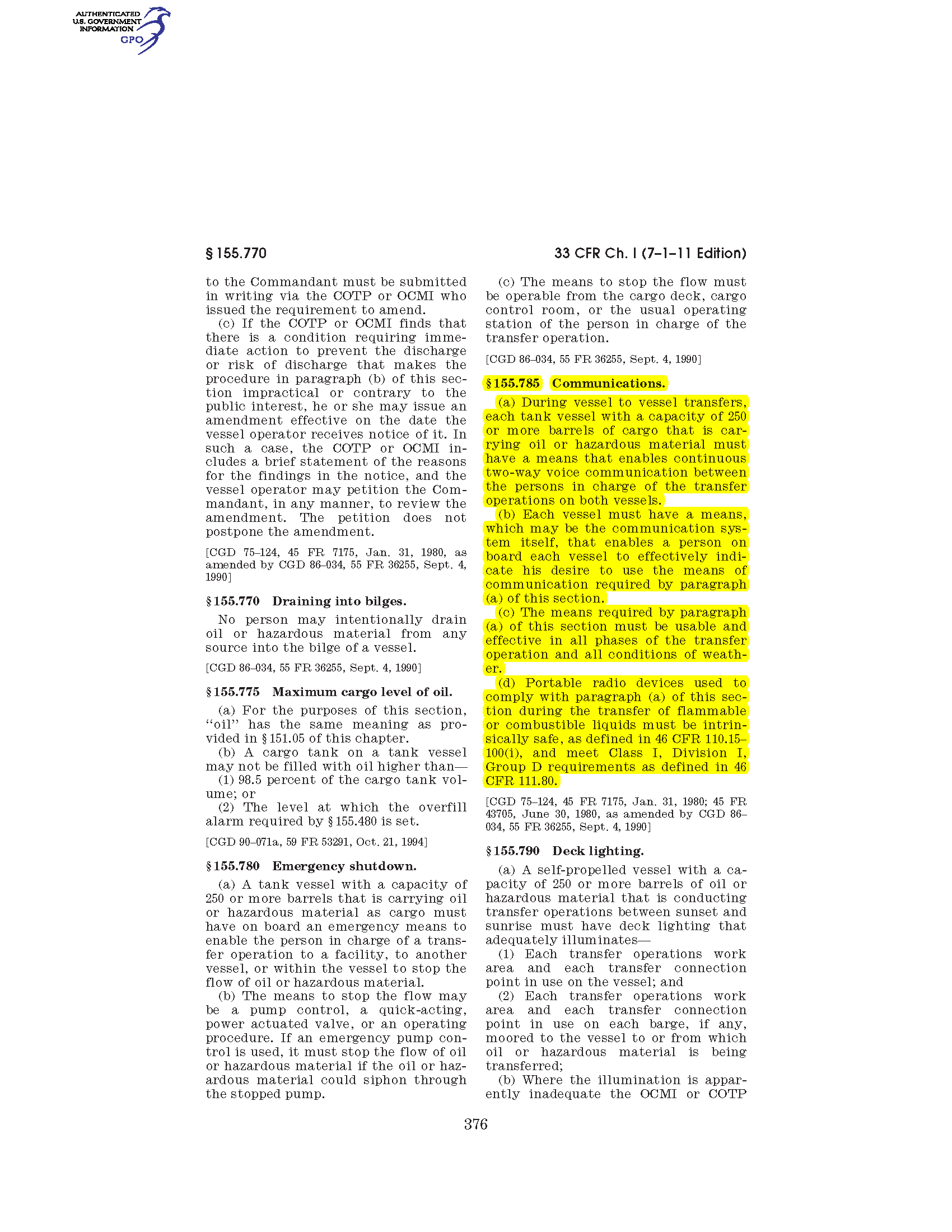 Image of applicable regulation