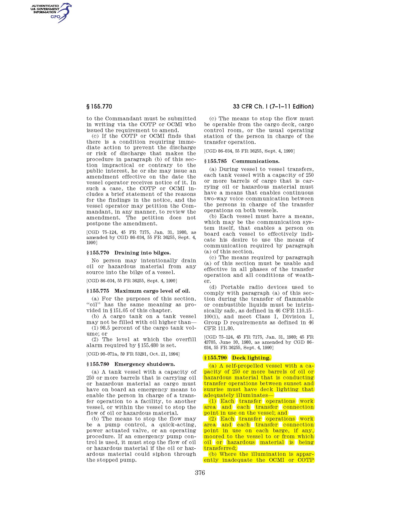 Image of applicable regulation