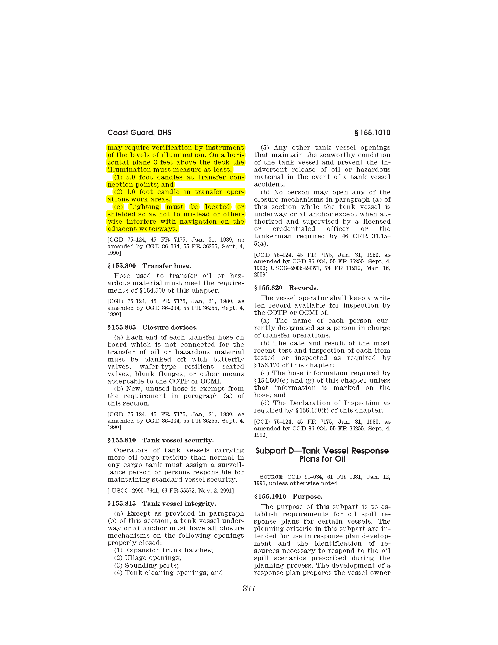 Image of applicable regulation