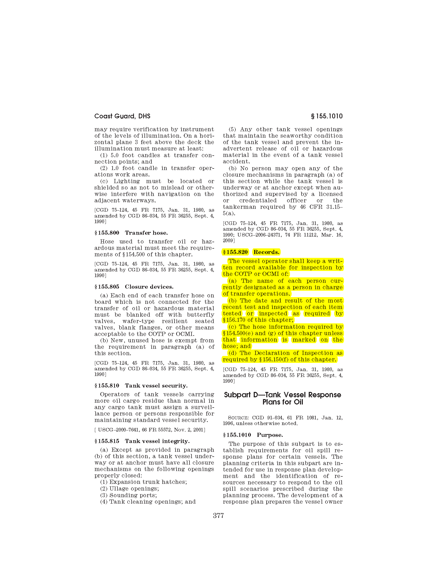 Image of applicable regulation