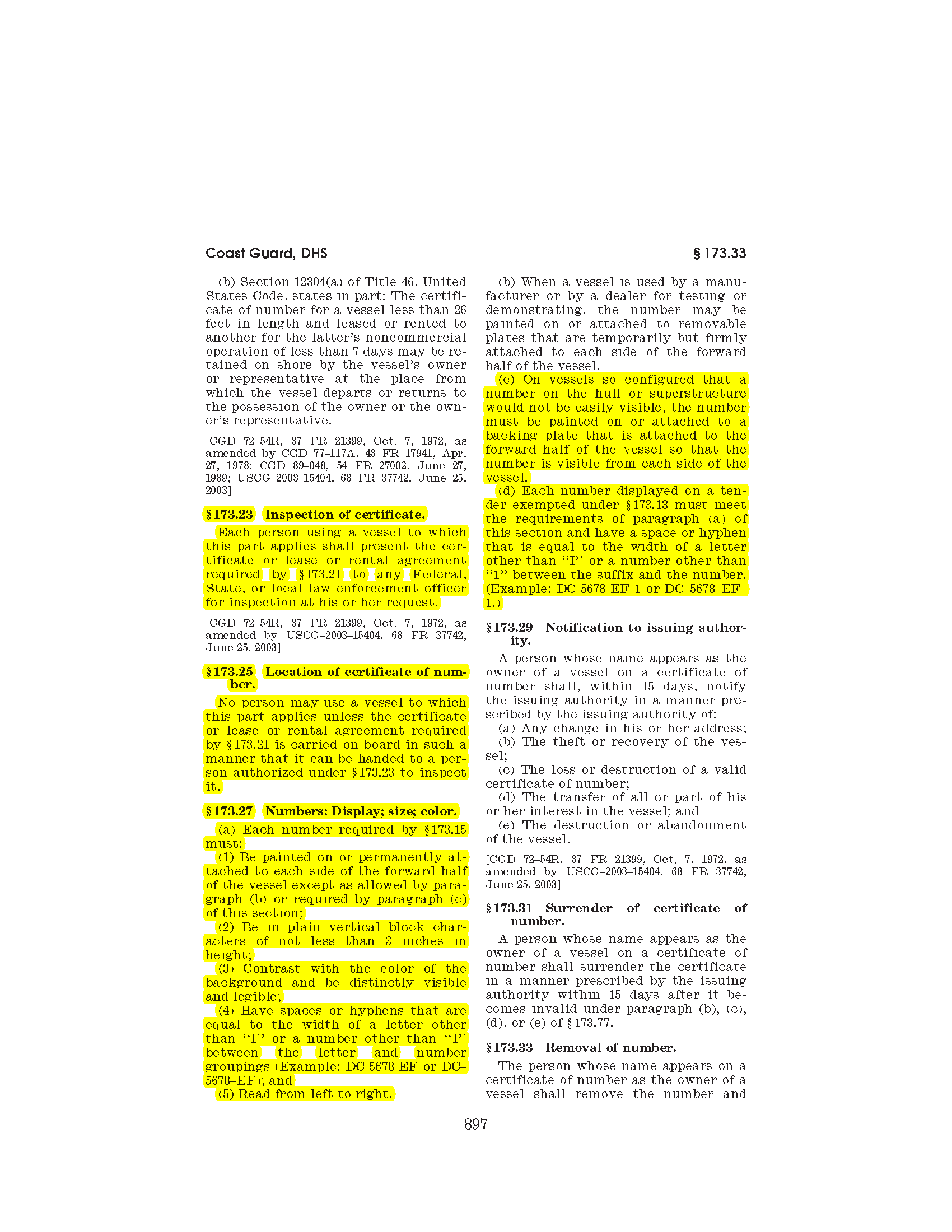 Image of applicable regulation