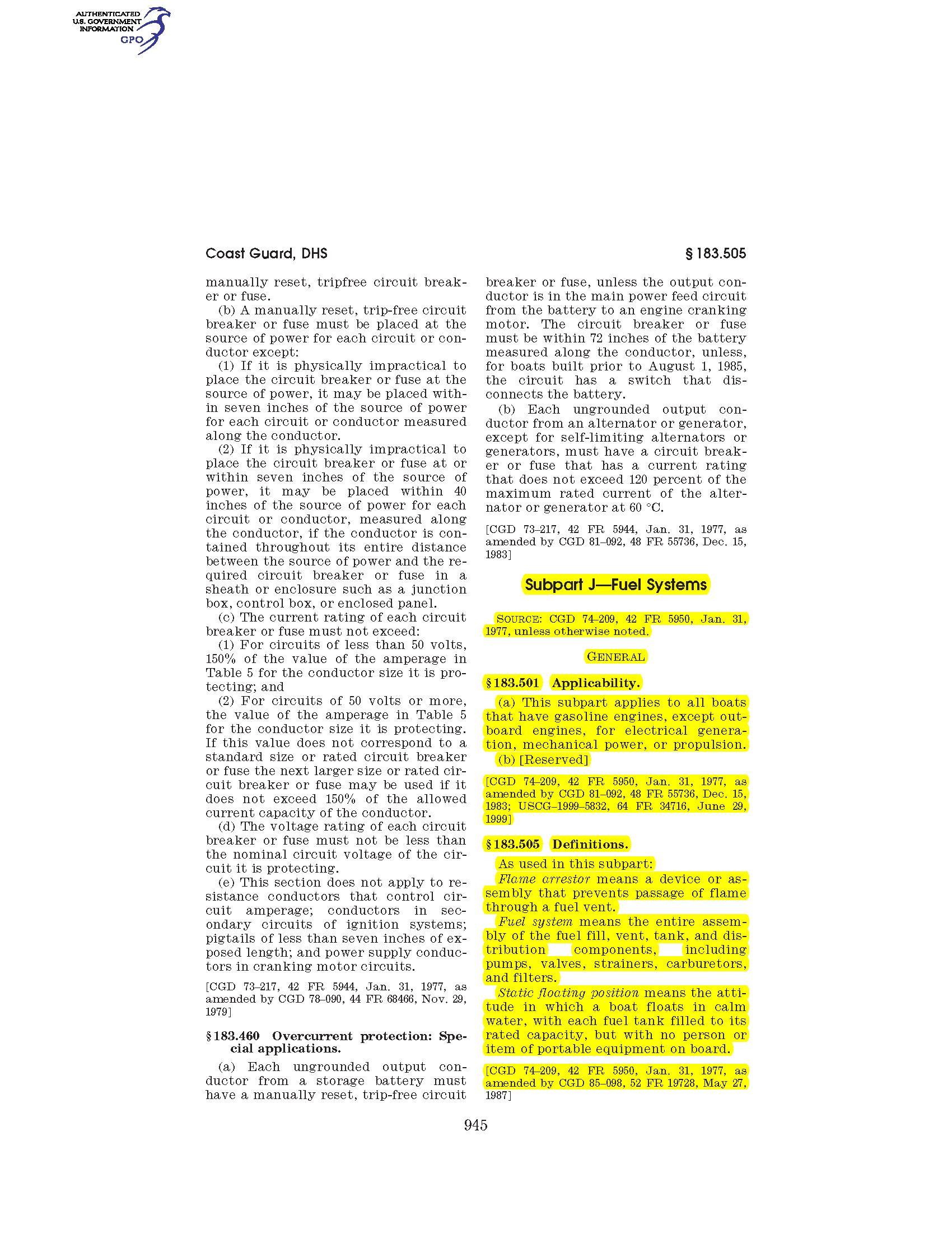 Image of applicable regulation