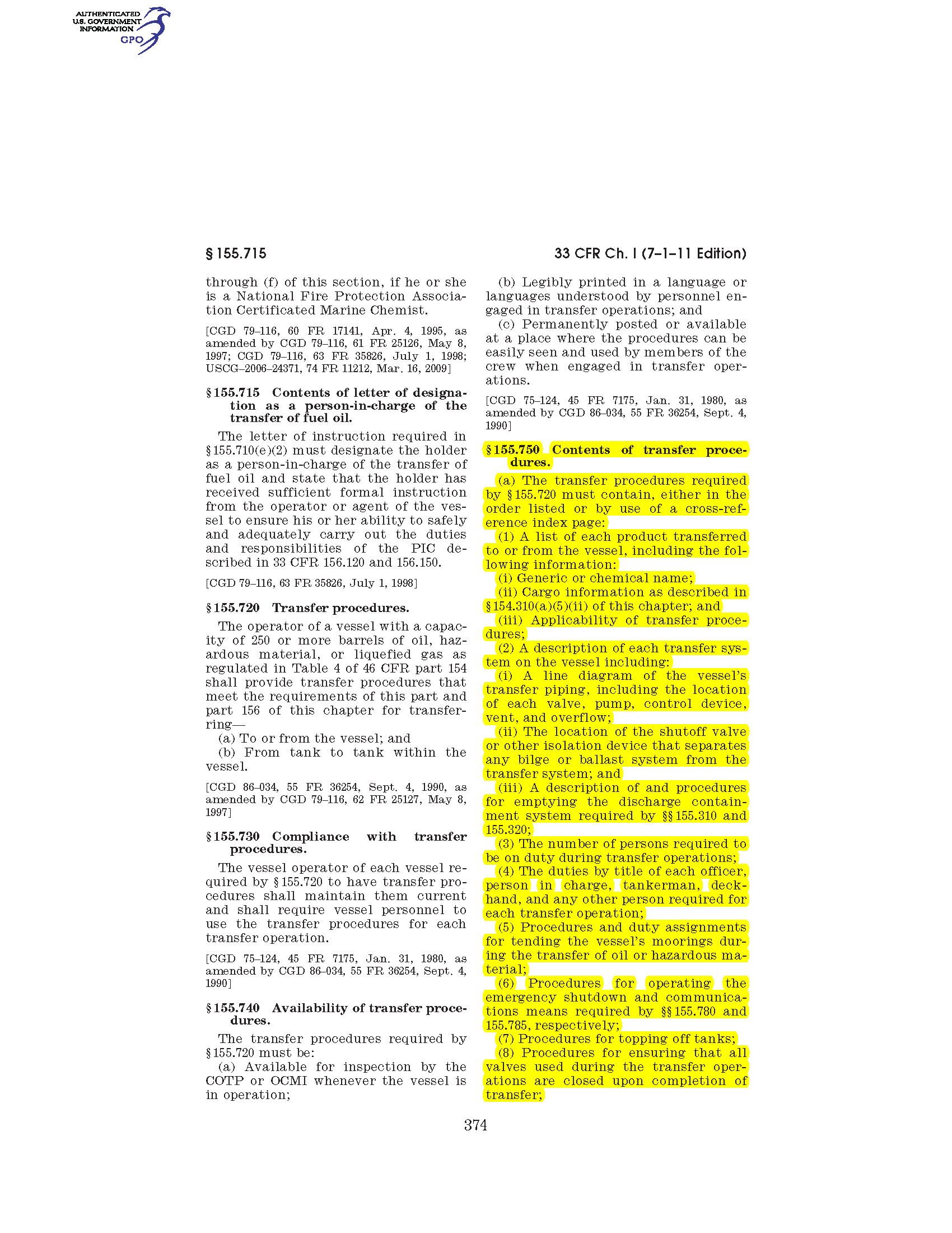 Image of applicable regulation