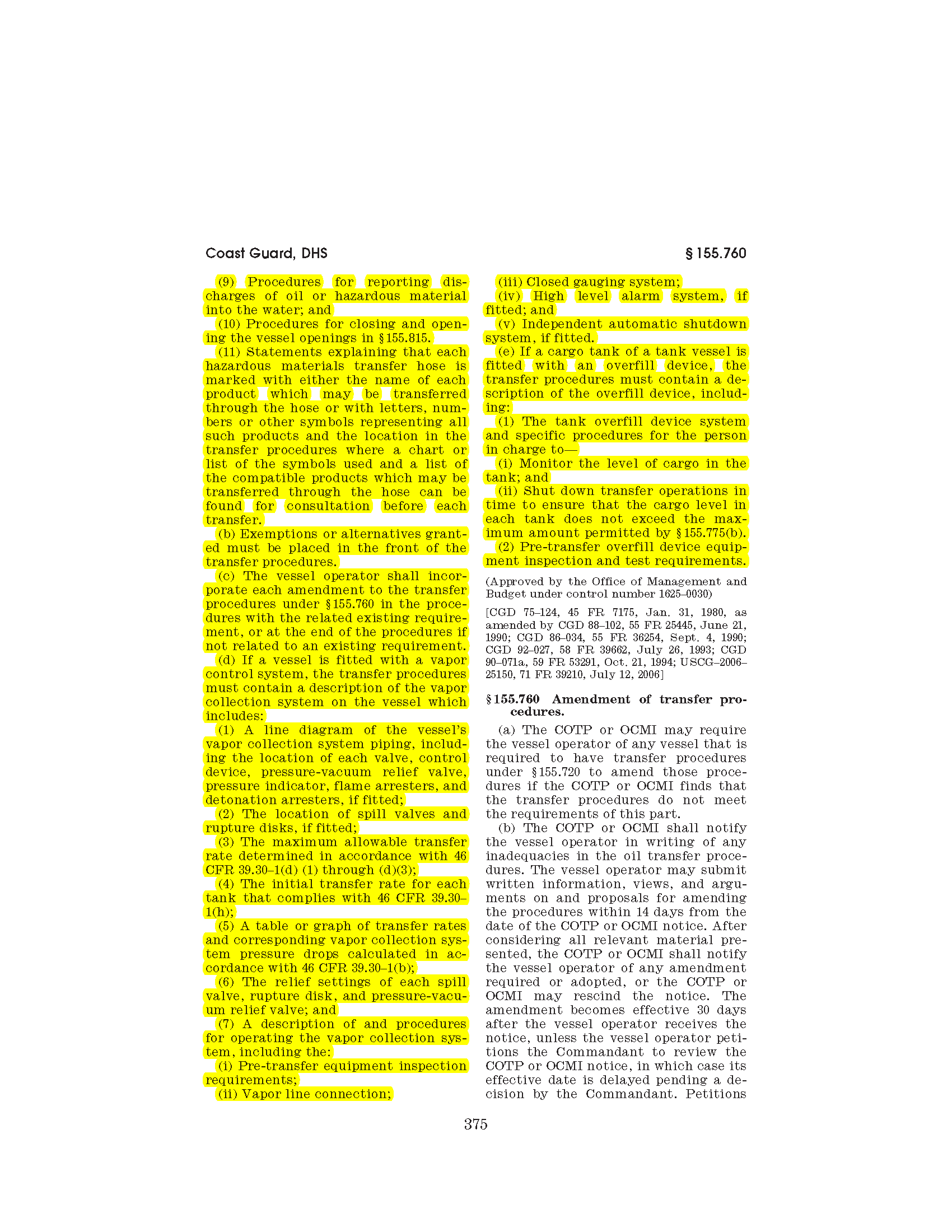 Image of applicable regulation