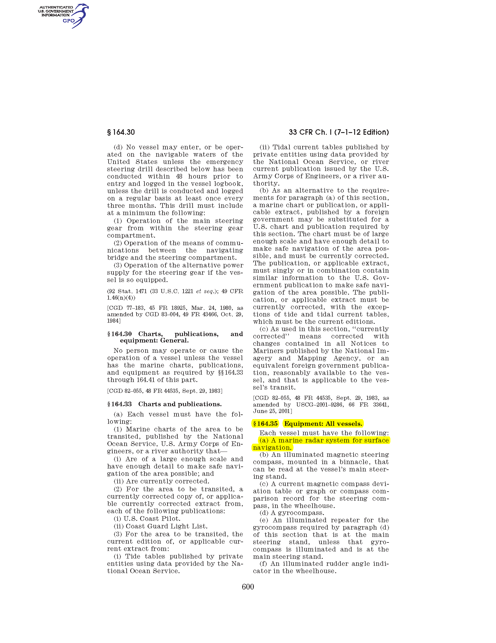 Image of applicable regulation