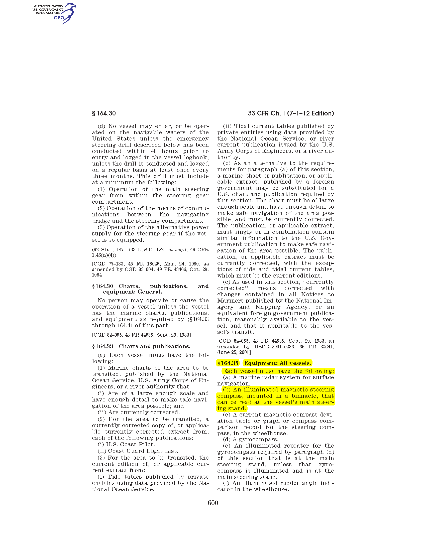 Image of applicable regulation