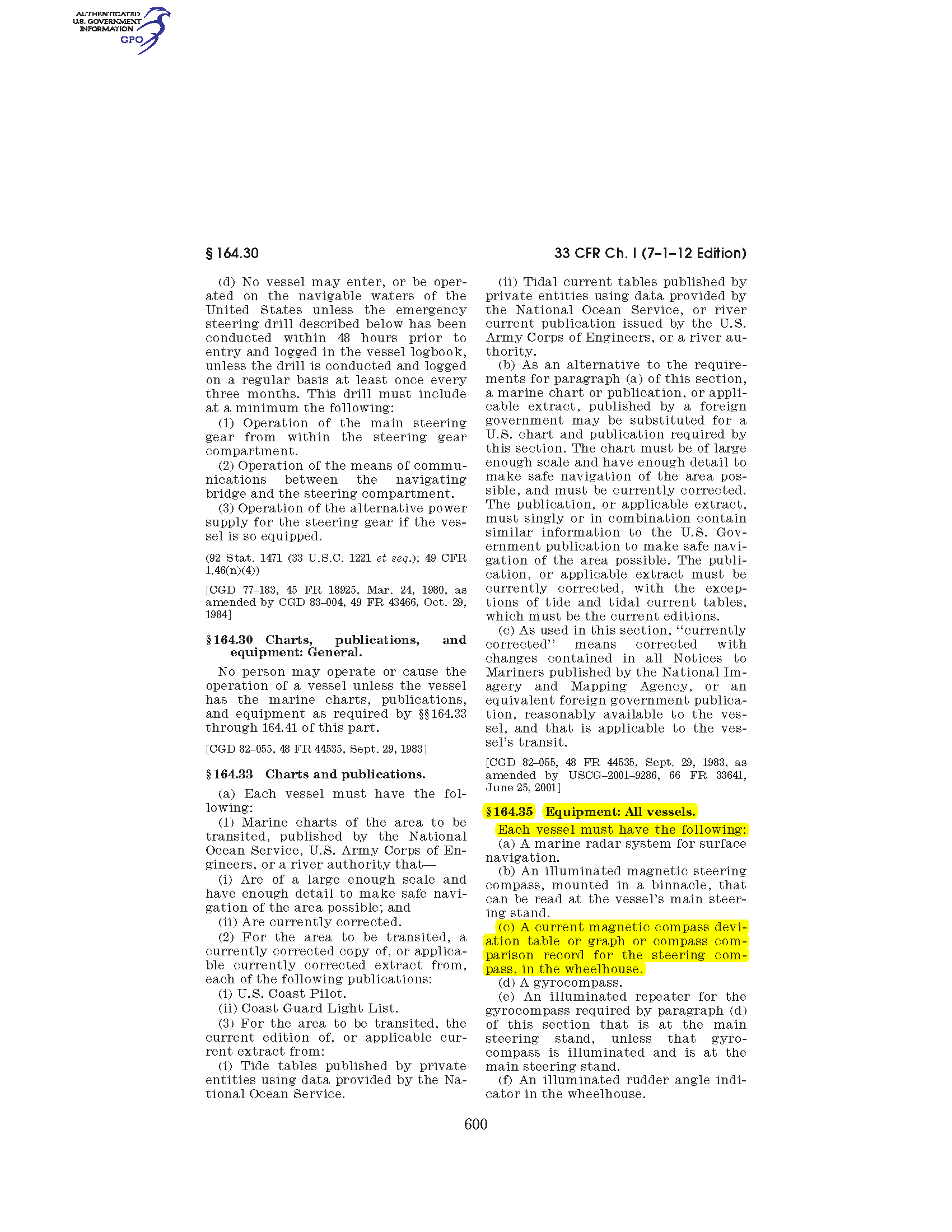 Image of applicable regulation