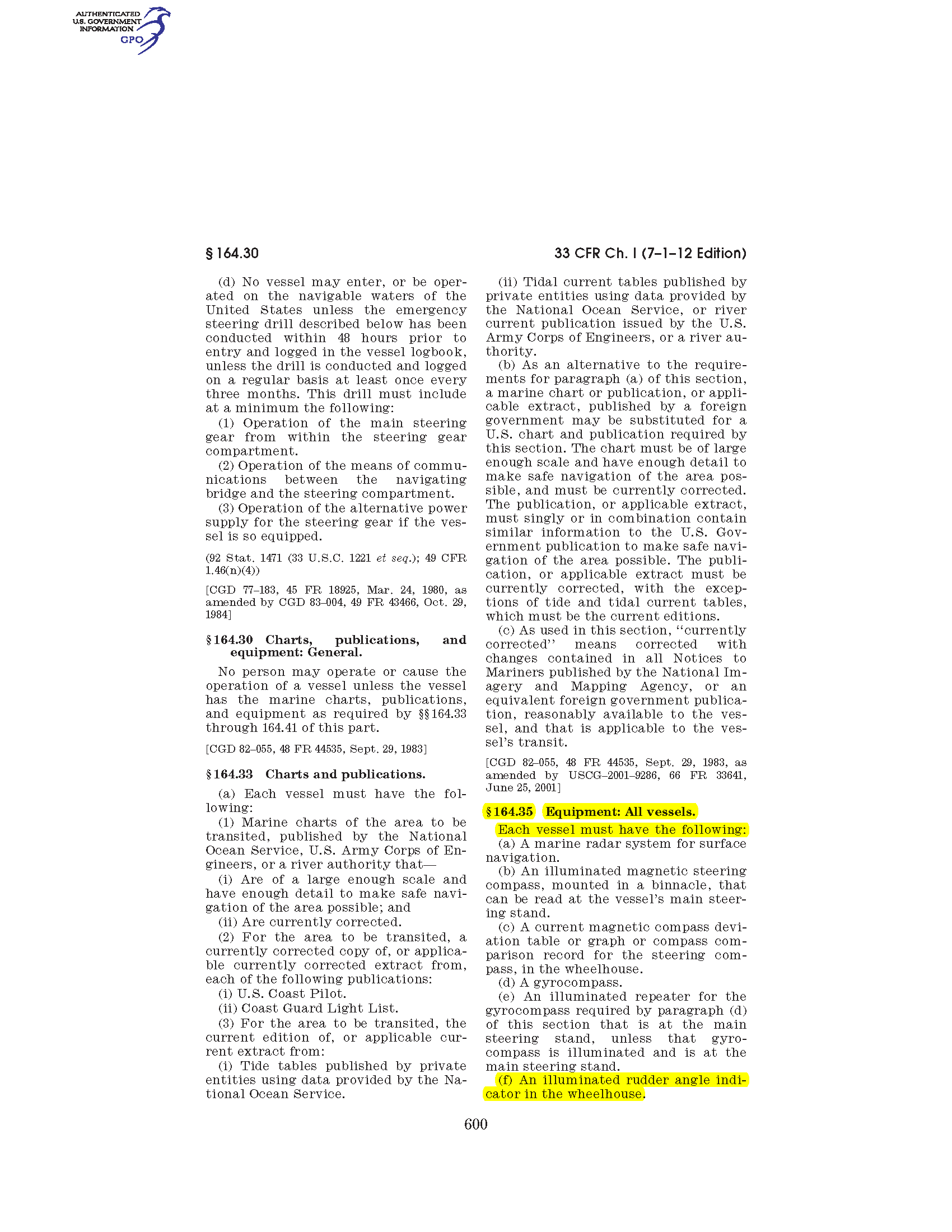 Image of applicable regulation