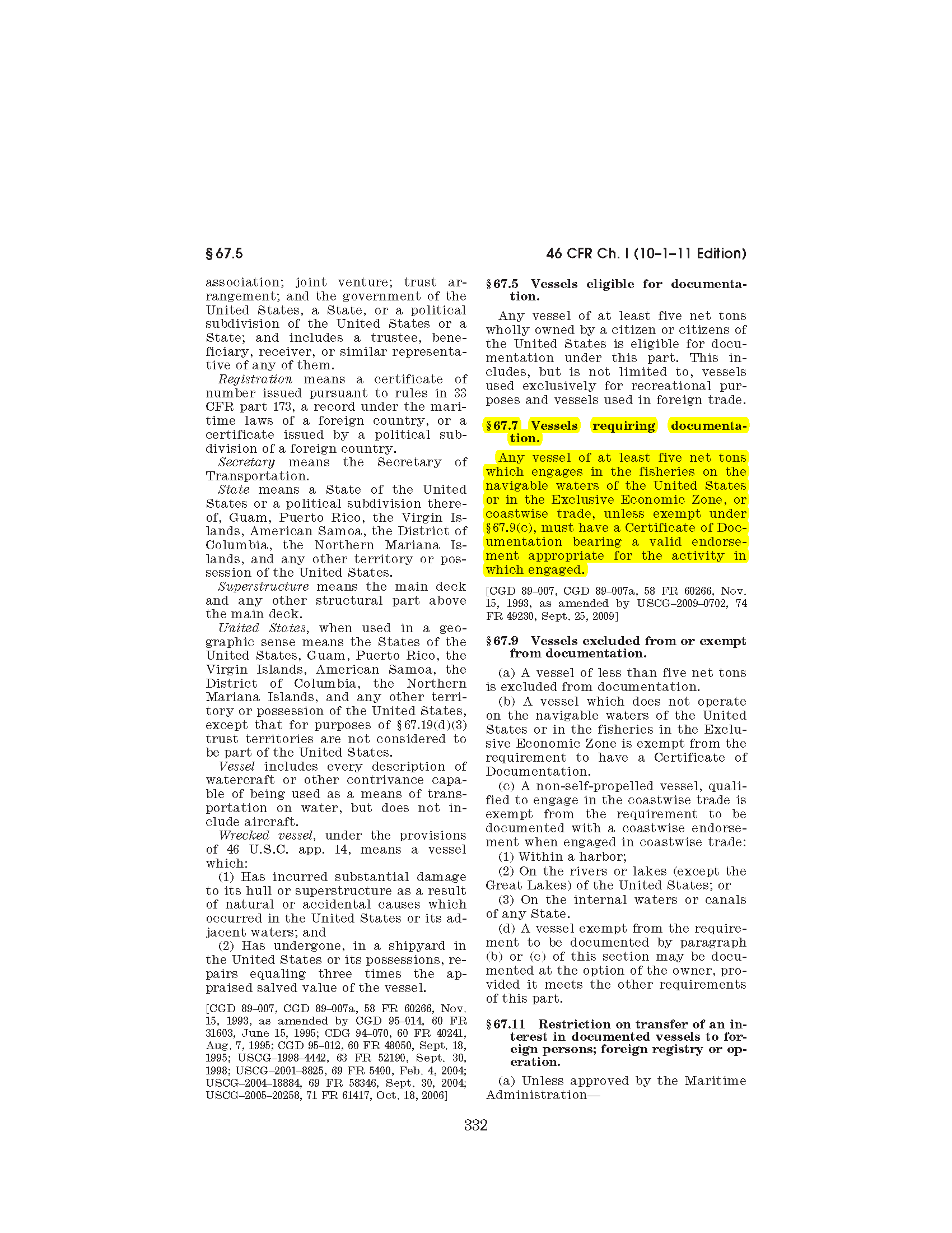 Image of applicable regulation