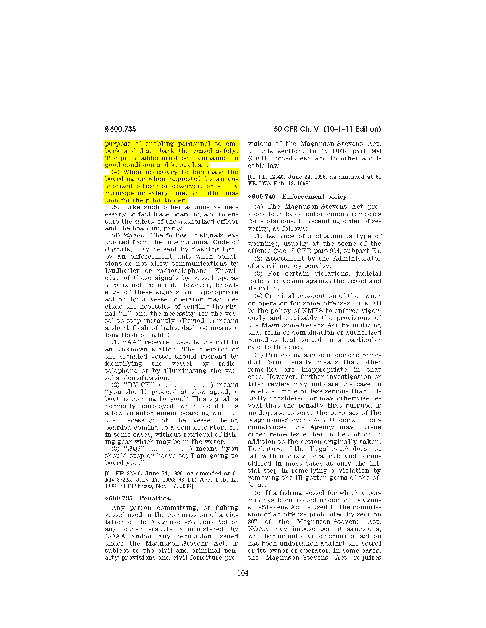 Image of applicable regulation