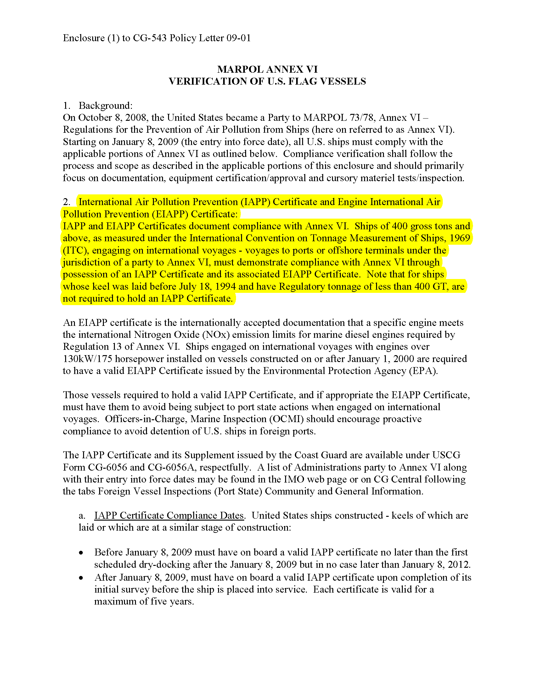 Image of applicable regulation